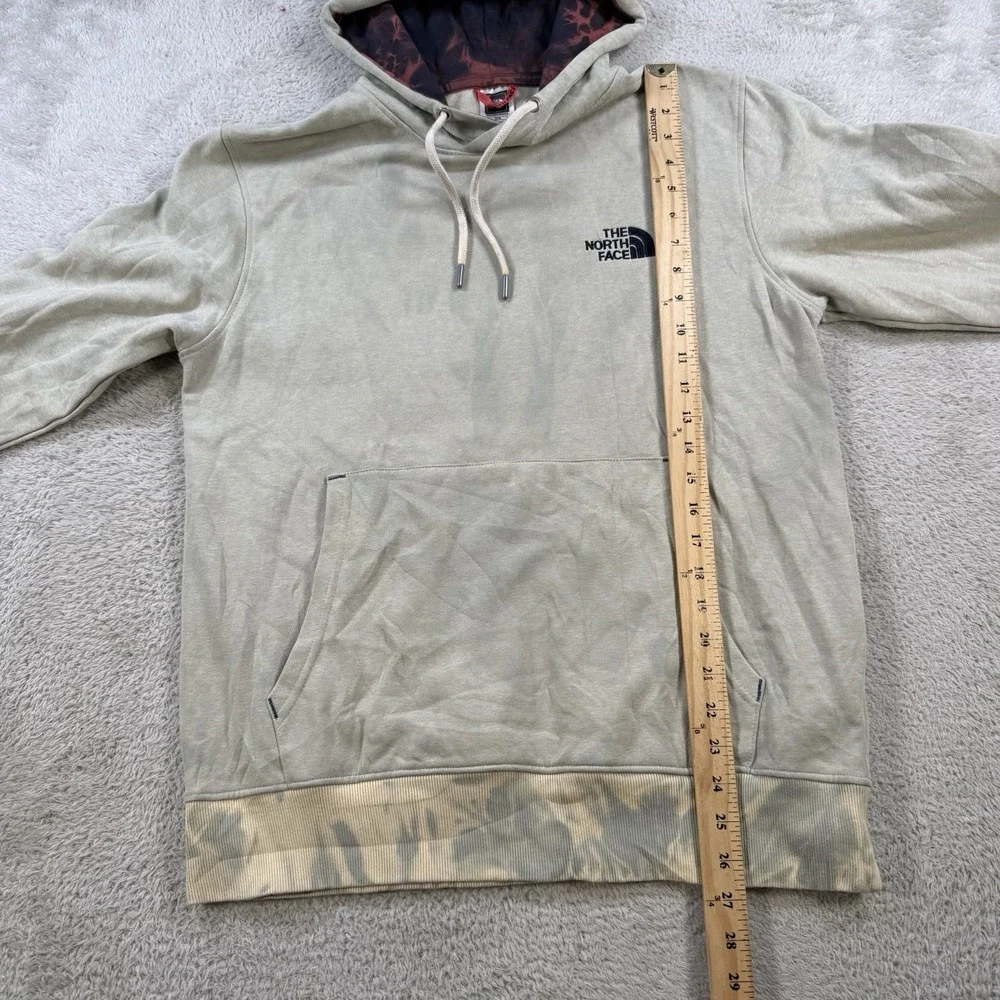 The North Face Hoodie Men Medium Beige Tie Dye Fleece Drawstring Hiking Pullover